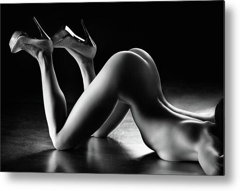 Woman Metal Print featuring the photograph Sensual nude body curves by Johan Swanepoel