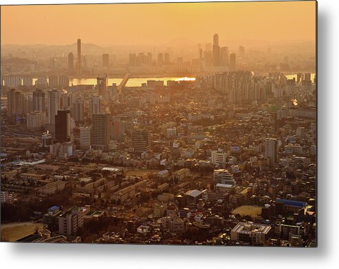 Standing Water Metal Print featuring the photograph Seoul Cityscape At Sunset by Sungjin Kim