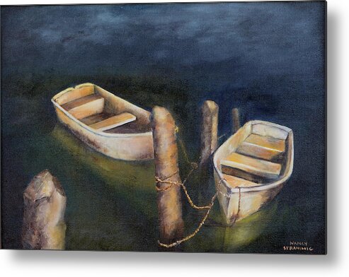Dinghy Metal Print featuring the painting Serenity by Nancy Strahinic