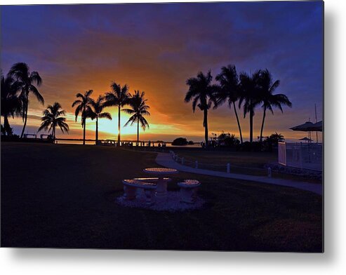 Sunset Metal Print featuring the photograph Shadows Over Paradise by Michiale Schneider