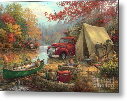 Funny Images Metal Print featuring the painting Share the Outdoors by Chuck Pinson