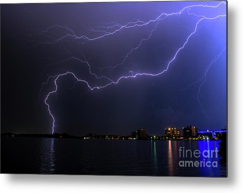 Lightning Metal Print featuring the photograph Side Ways Strikes by Quinn Sedam