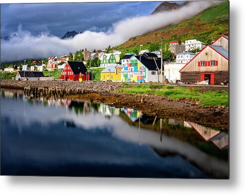Iceland Metal Print featuring the photograph Siglufjorour Harbor Houses by Tom Singleton