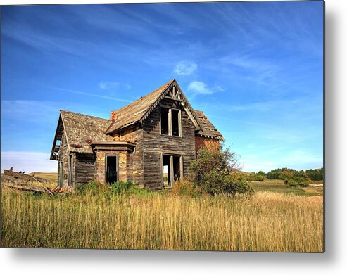 Abandoned Metal Print featuring the photograph Sims Show Place by Harriet Feagin