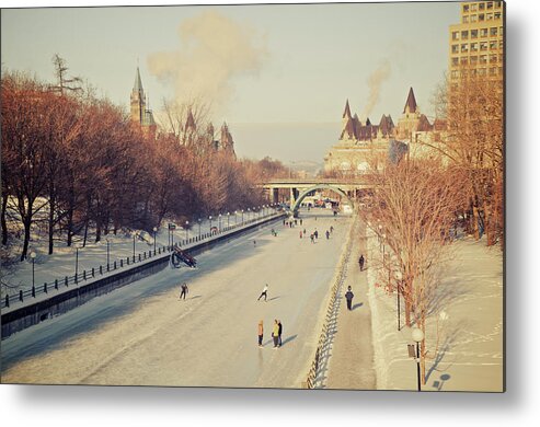 Shadow Metal Print featuring the photograph Skating On The Ottawa Rideau Canal by Preappy