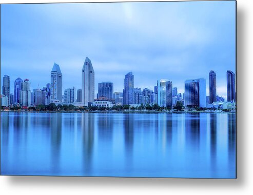 Skyline In Blue Metal Print featuring the photograph Skyline In Blue by Joseph S Giacalone