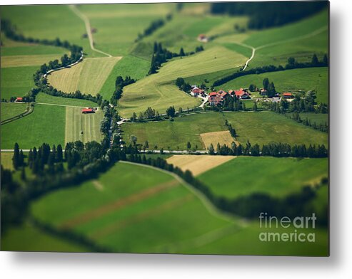 Roof Metal Print featuring the photograph Small Bavarian Village In A Fields by Dudarev Mikhail