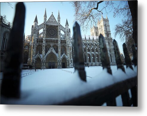 Cold Metal Print featuring the photograph Snow Covers the Railings by Hannah Mckay