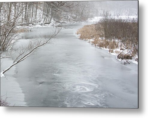 Ice Metal Print featuring the photograph Snow Storm at Lincoln Woods by Linda Bonaccorsi