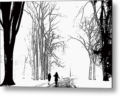 Snow Metal Print featuring the photograph Snowy Stroll by Geoff Jewett