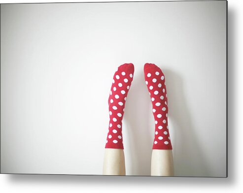 Shadow Metal Print featuring the photograph Socks With Polka Dots by Alfalfa126