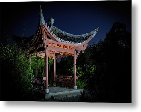 Seattle Chinese Garden Metal Print featuring the photograph Song Mei Ting at Twilight by Briand Sanderson