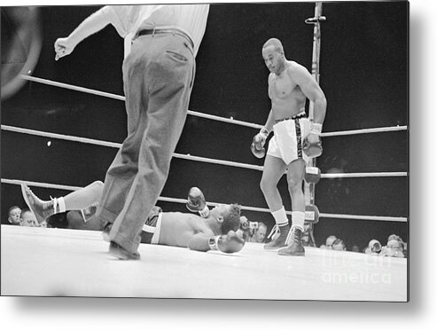 Toughness Metal Print featuring the photograph Sonny Liston Watches Floyd Patterson by Bettmann