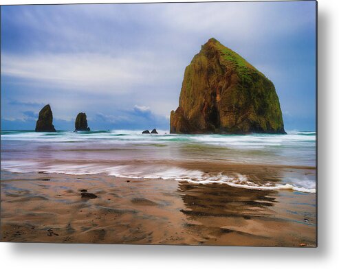 Moody Metal Print featuring the photograph Soothing Stormy Seaside Waters by Dee Browning