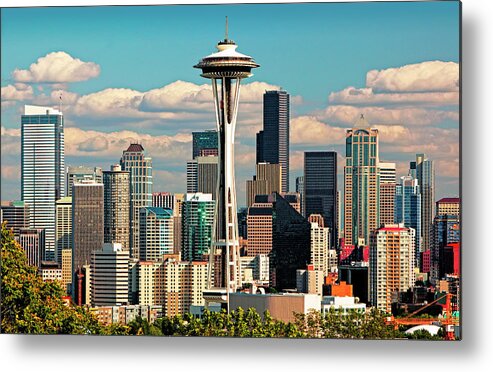 Downtown District Metal Print featuring the photograph Space Needle And Downtown Seattle by Caroline Purser