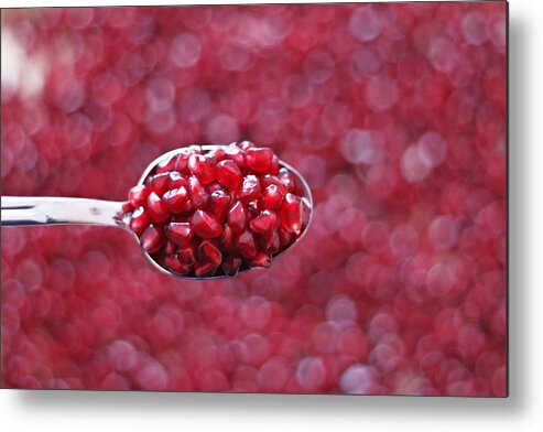 Heap Metal Print featuring the photograph Spoon Of Pomegranate by Gulale