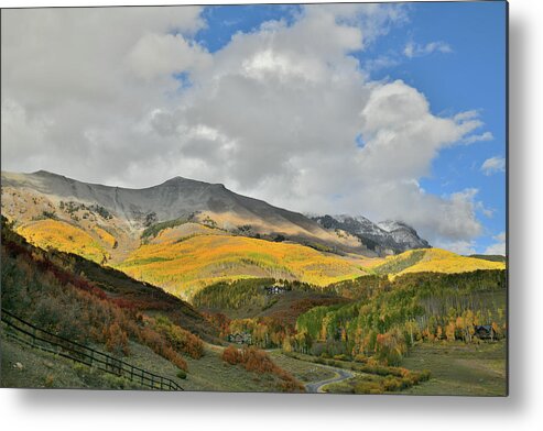 Telluride Metal Print featuring the photograph Spotlight on Fall Colors above Telluride by Ray Mathis