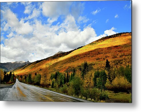 Red Mountain Pass Metal Print featuring the photograph Spotlight on Fall Colors along Million Dollar Highway by Ray Mathis