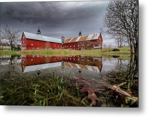 Barn Metal Print featuring the photograph Spring Barn Reflection by Tim Kirchoff