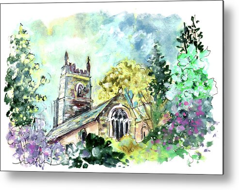 Travel Metal Print featuring the painting St Kew Church by Miki De Goodaboom