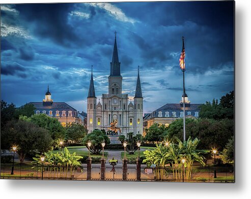 French Quarter Metal Print featuring the photograph St Louis Cathedral at Night by Susan Rissi Tregoning