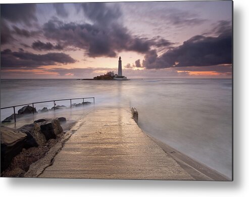 Sunrise Metal Print featuring the photograph St Mary's Lighthouse by Anita Nicholson