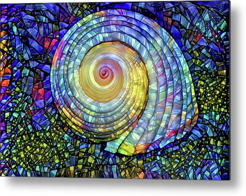 Shell Metal Print featuring the digital art Stained Glass Shell by Peggy Collins