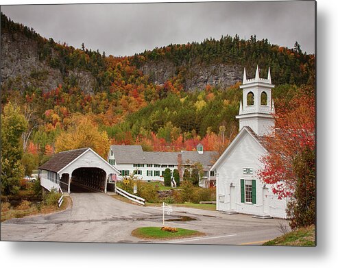 Autumn Metal Print featuring the photograph Stark Covered Bridge by Jeff Folger