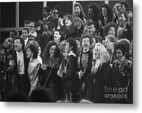 Stevie Wonder Metal Print featuring the photograph Stars Singing At Awards Show by Bettmann