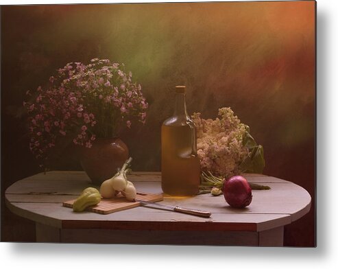 Flower Metal Print featuring the photograph Still Life With Oil by Ustinagreen