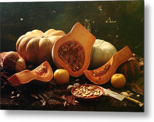 Interior Metal Print featuring the photograph Still Life With Pumpkins by Ustinagreen