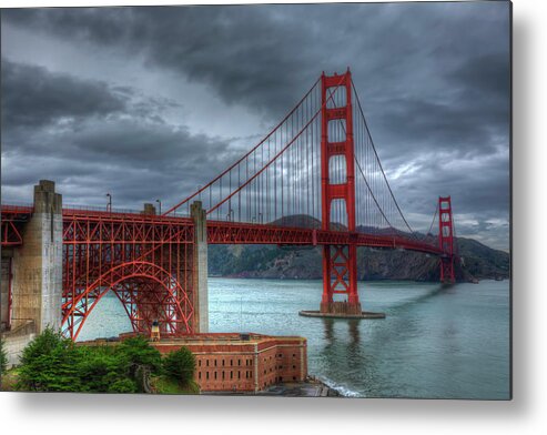Landscape Metal Print featuring the photograph Stormy Golden Gate Bridge by Harry B Brown