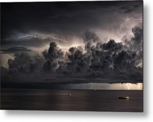 Storm Metal Print featuring the photograph Storm Over The Mediterranean Sea by Roberto Zanleone