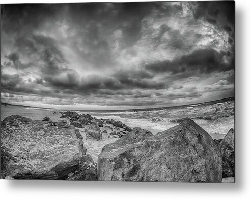Seascape Metal Print featuring the photograph Stormy Day at the Beach 2 by Alan Goldberg