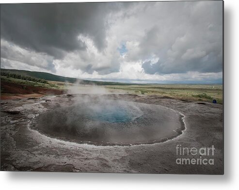 Boiling Metal Print featuring the photograph Strokkur Geyser Erupting by F. Martinez Clavel/science Photo Library