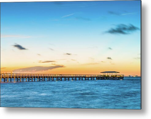 Clouds Metal Print featuring the photograph Sunrise at Safety Harbor Pier by Joe Leone