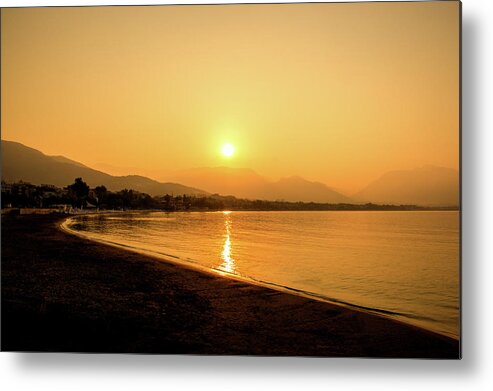 Sunrise Metal Print featuring the photograph Sunrise on the beach of Alanya by Sun Travels