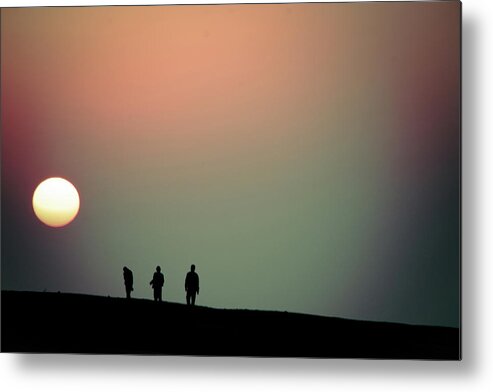 Taiwan Metal Print featuring the photograph Sunset And The Three Men by Sen Lin Photography