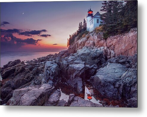 Maine Metal Print featuring the photograph Sunset at Bass Harbor by Magda Bognar