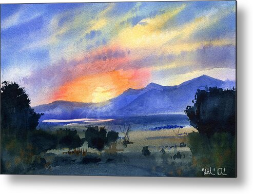 Spain Metal Print featuring the painting Sunset In The Spanish Mountains by Dora Hathazi Mendes
