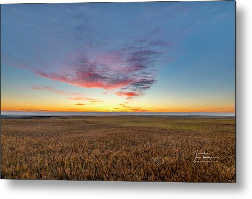 Badlands Metal Print featuring the photograph Sunset Over Grasslands by Jim Thompson