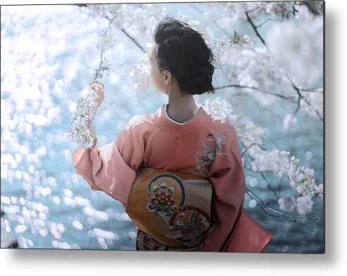 Girl Metal Print featuring the photograph Sunshine Of Spring by Can Pu
