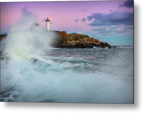 Maine Metal Print featuring the photograph Surf's Up at Nubble by Colin Chase