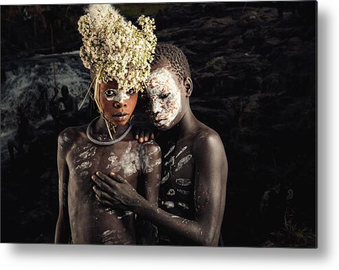 Kara Metal Print featuring the photograph Suri Tribe With Traditional by Chanwit Whanset