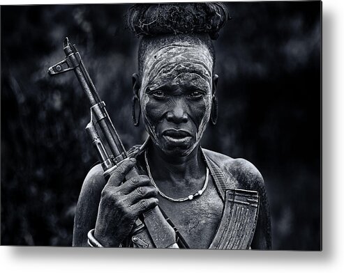 Portrait Metal Print featuring the photograph Te Fighter by Amnon Eichelberg