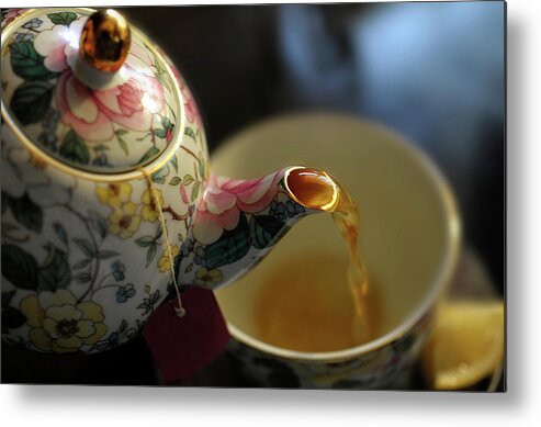 California Metal Print featuring the photograph Teapot With Tea by By Janice Darby