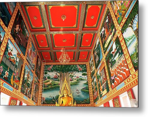 Thailand Metal Print featuring the photograph Thailand, Hua Hin, Interior Of Wat Khao by Wilfried Krecichwost