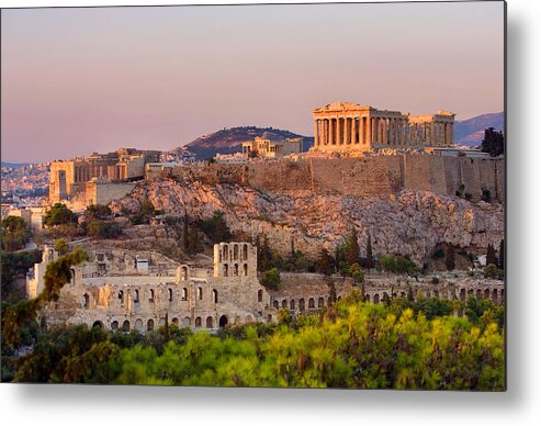 Majestic Metal Print featuring the photograph The Acropolis Of Athens by Scott E Barbour