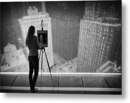 Model Metal Print featuring the photograph The Architecture Painter by Roswitha Schleicher-schwarz