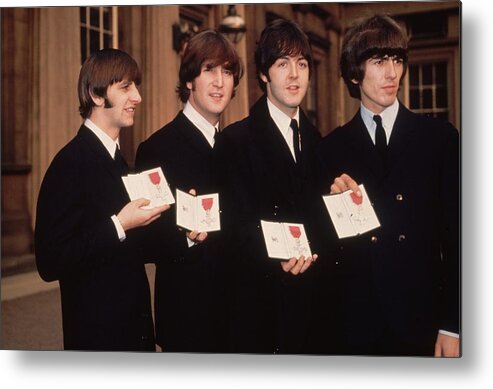 Rock Music Metal Print featuring the photograph The Beatles Mbe by Fox Photos